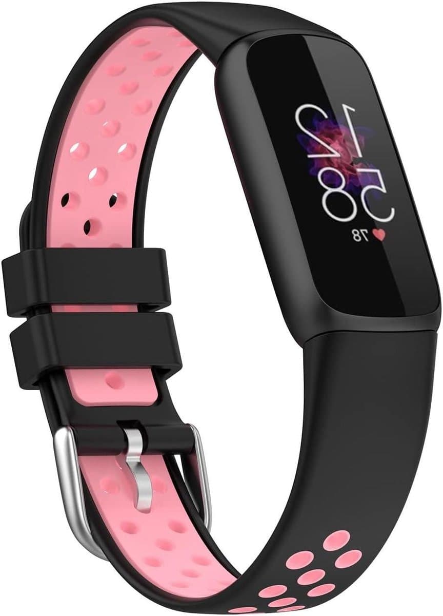 Band voor Fitbit luxe - Siliconen band - Sportactiviteiten - Ademend en licht - 21 cm - Zwart Grijs