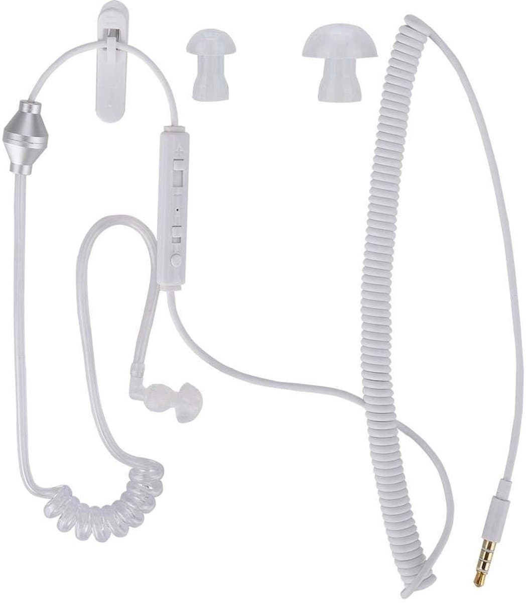 Shopcentral - 3.5mm anti-radiation earphone - Mono hoofdtelefoon - Voor beveiliging en horeca - Wit - In-ear headset - Ideaal voor restaurants en hote
