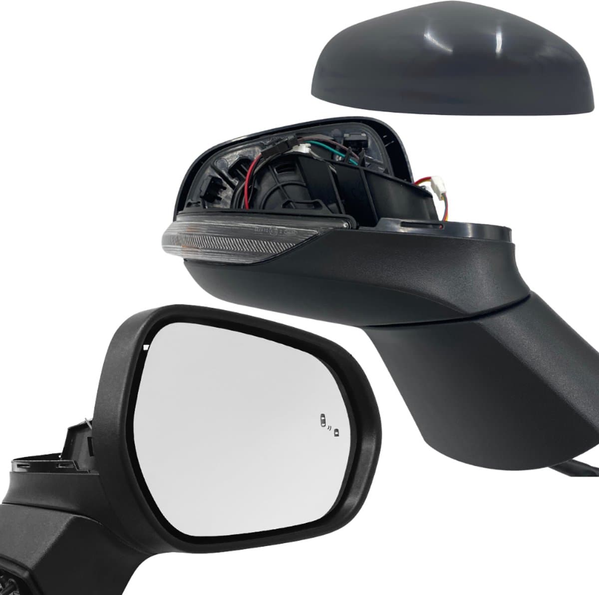 BILMAX Rechter Buitenspiegel Vervanging voor Ford Puma (CF7, J2K) 2019–2024, Elektrisch Verstelbaar, Elektrisch Inklapbaar, Verwarmd, Met Richtingaanwijzer, Dodehoekassistent (BSM), Instapverlichting, Gegrond, 12-Pins (Passagierszijde)