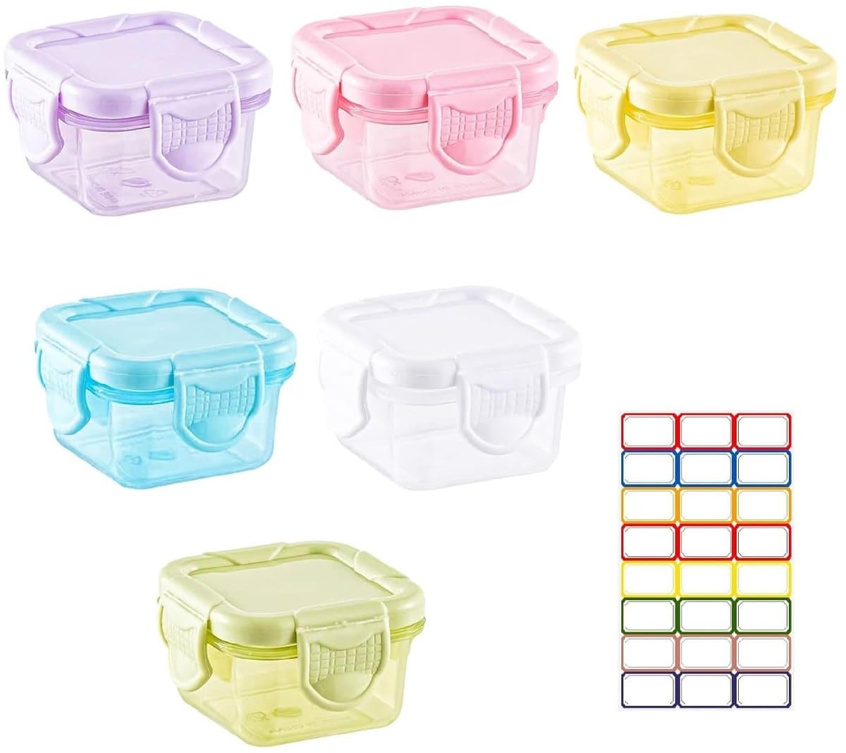 Dailygoods- Voedselcontainers 6 stuks - Herbruikbaar - BPA-vrij - Kunststof - Opbergdozen - Vriezer - 60 ml, 5 x 5 x 4 cm - Bento Box