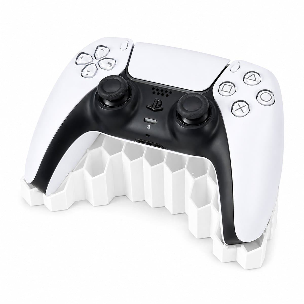 Hexagon Controller Standaard Playstation 5 - PS5 Controller Houder - Gaming Accessoire - DualSense Stand - Bureau Organizer - Moderne Design Houder - Minimalistisch Interieur - Cadeau Voor Gamers - Wit