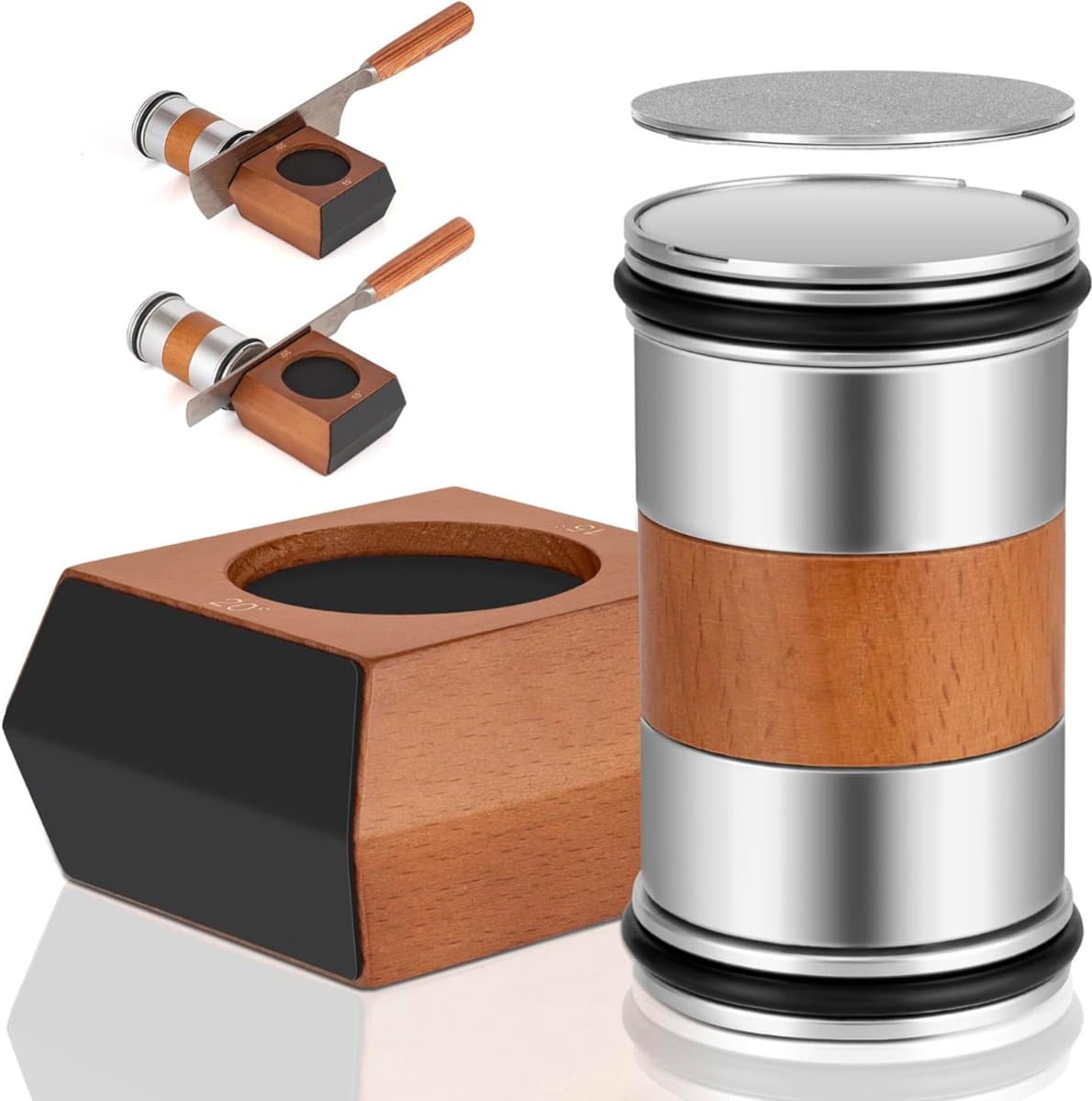 YOR® Rollende Messenslijper - Rollende Messenslijper Horl - Rollende Messenslijper Premium - Zilver - 8cm x 7cm x 5cm