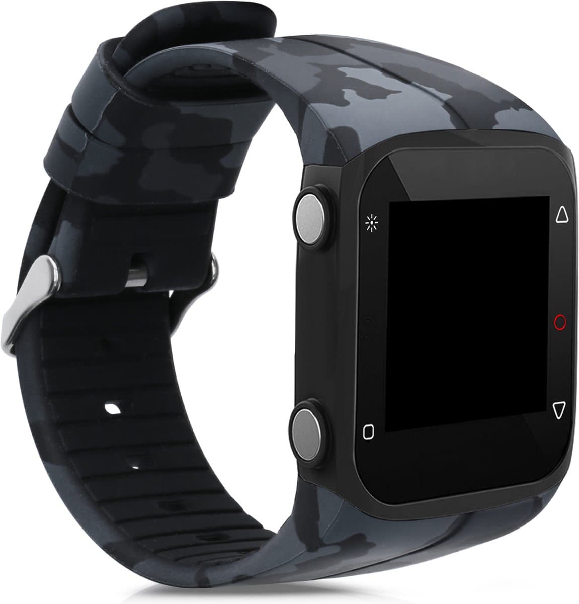 kwmobile polsband geschikt voor Polar M400 / M430 polsband - fitness tracker sport polsband gemaakt van TPU en siliconen - camouflage donkergrijs zwart lichtgrijs