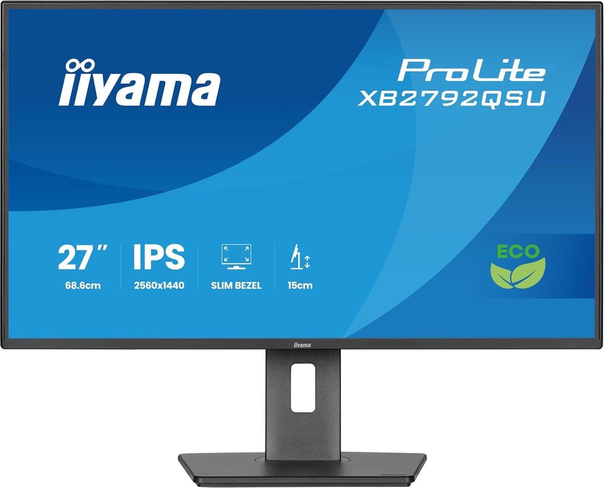 27 inch Monitor - QHD Display - Professioneel Gebruik - Oogcomfort Gecertificeerd - 2560x1440 Resolutie - Zwart