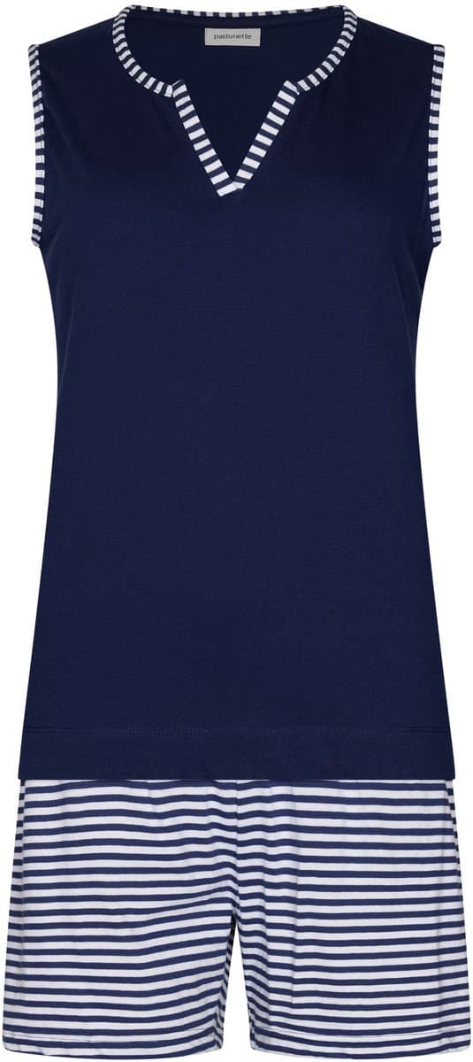 Pastunette - Shortama- Midnight Stripes - Mouwloos - Katoen - Blauw - Maat 38