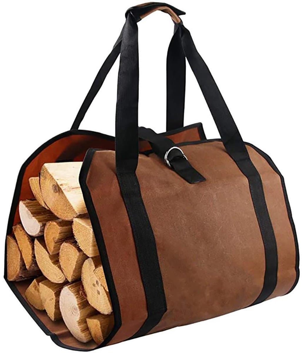 Daity 1 stuk - draagbare opbergtas voor brandhout, duurzame waterdichte houten draagtas, geschikt voor binnen- en buitengebruik, brandhouttas voor kachelaccessoires, kan worden gebruikt als kerstcadeau thuis of op kampeertrips