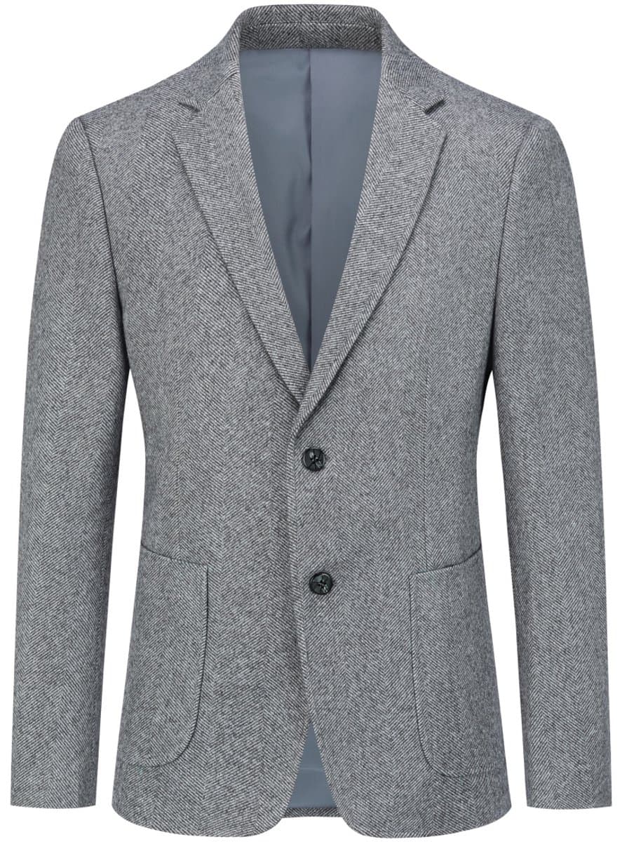 Allthemen Heren Blazer met Smal Kantoor Kraag en 2-Knopen - Kostuumjas met Achter Midden Split - XS