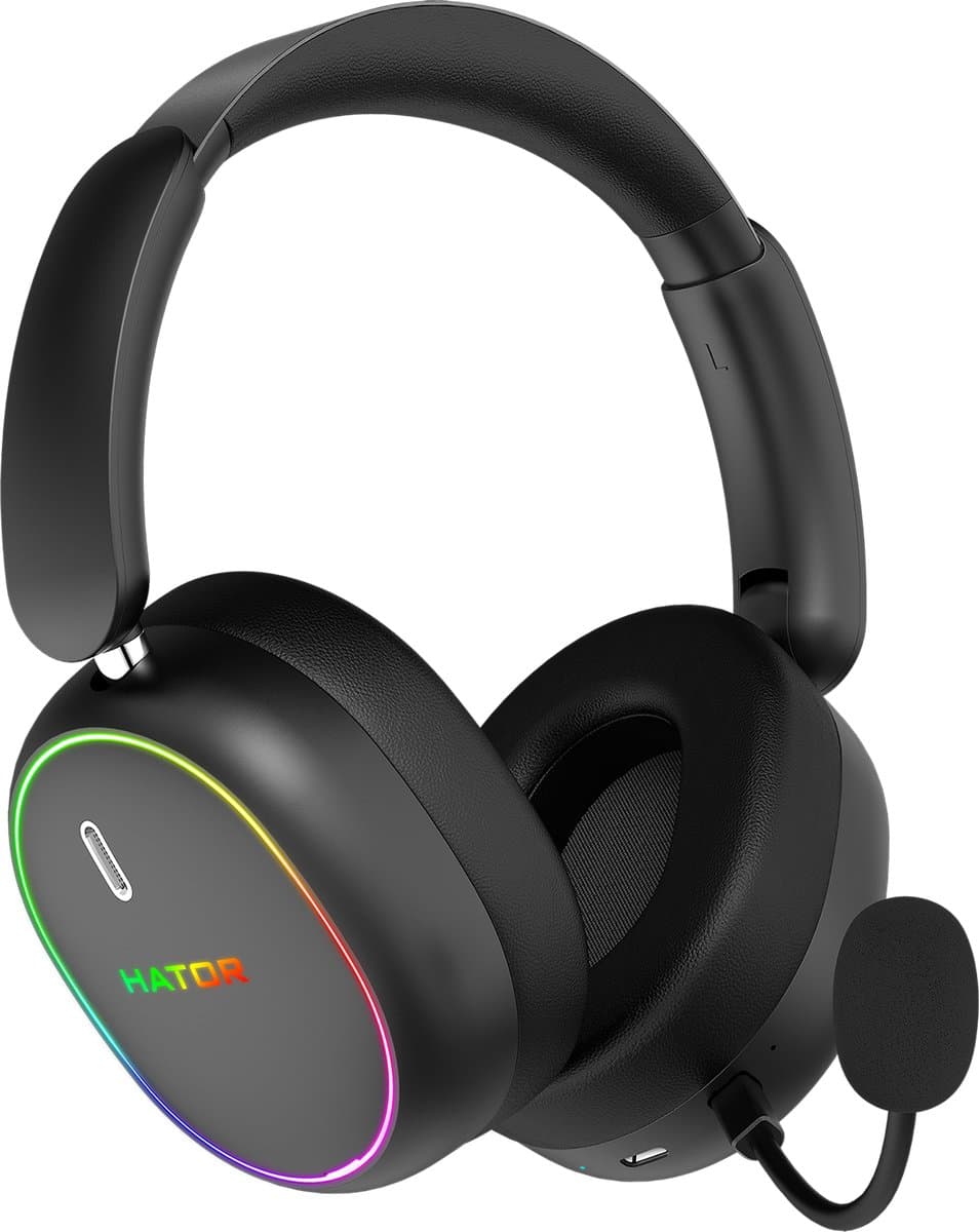 HATOR Phoenix 2 Wireless Headset Bedraad en draadloos Hoofdband Gamen USB Type-C / USB Type-A Bluetooth Zwart