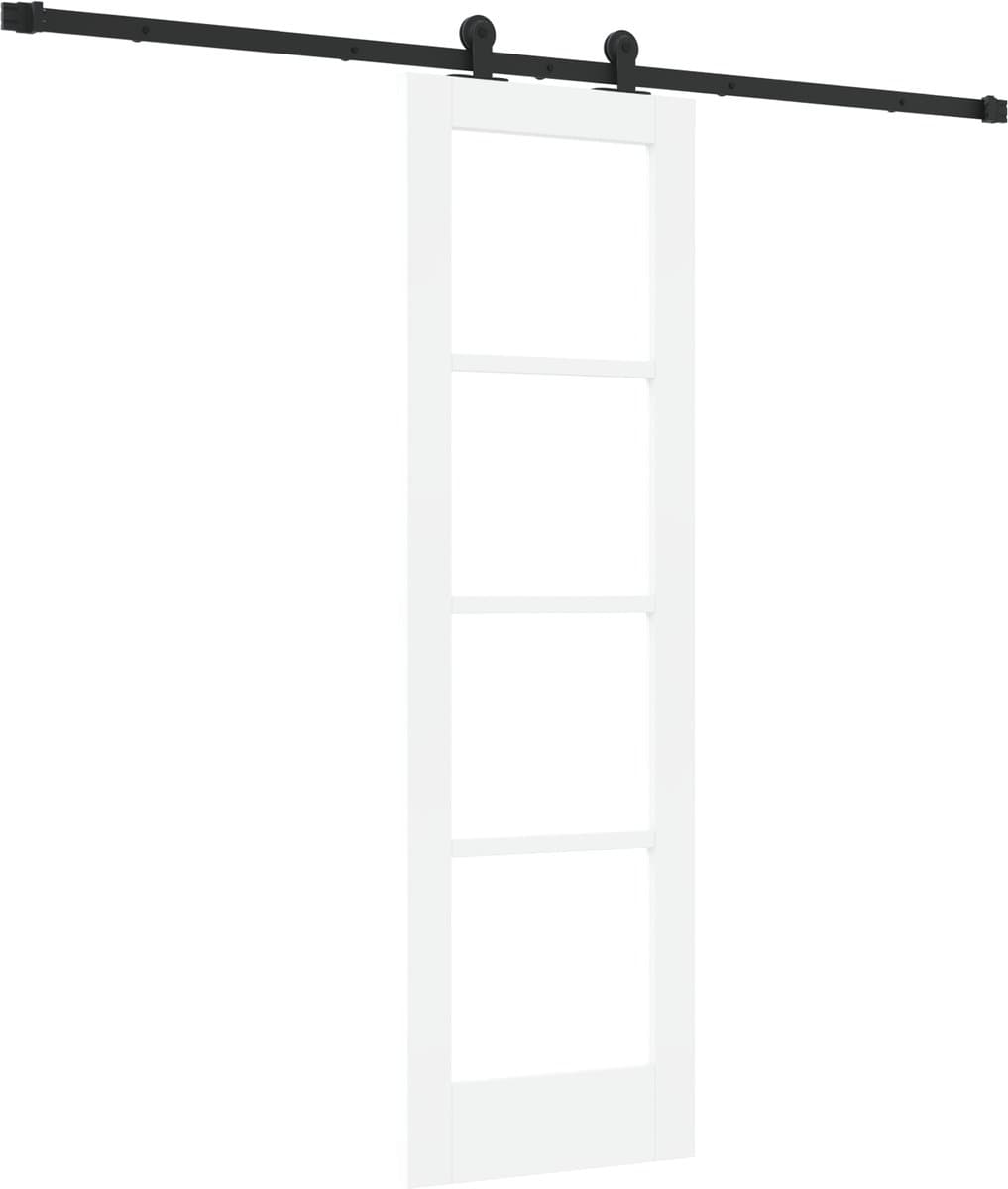 vidaXL - Schuifdeur - ORKDAL - Wit - 61 - x - 198,5 - cm - Massief - grenenhout - en - glas