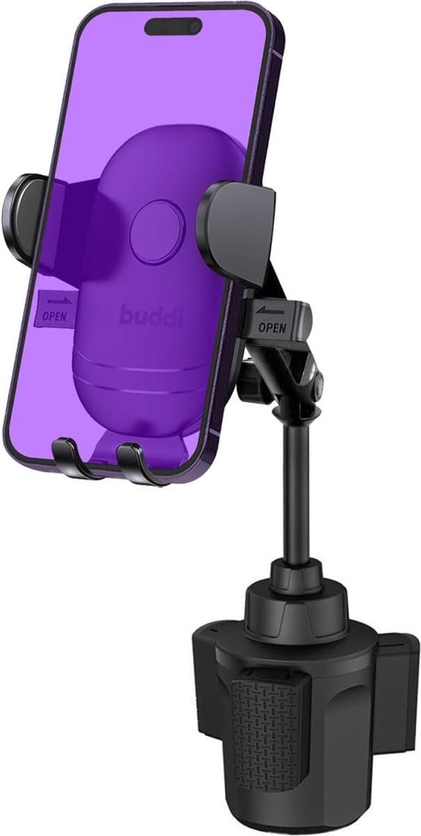 Buddi Way Universele Telefoonhouder Auto Bekerhouder - Autohouder voor Beker - Verstelbaar en 360° Draaibaar - Geschikt voor o.a iPhone, Samsung en andere smartphones