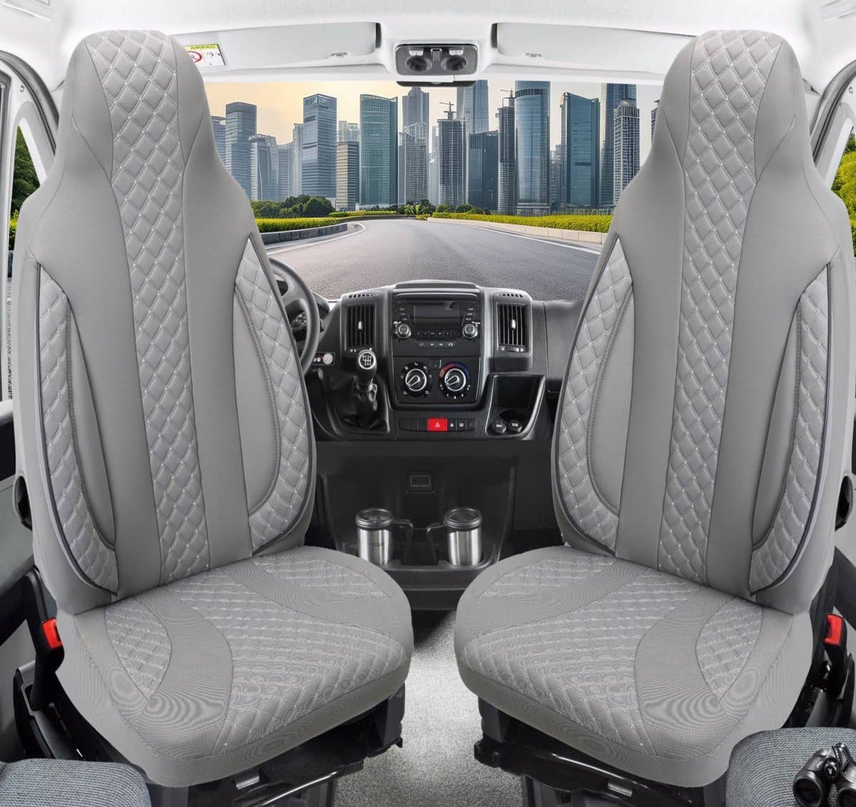 Autostoelhoezen voor Volvo S60 V60 BJ 2010-18 – Stoelhoezen voor bestuurder en passagier in Grijs