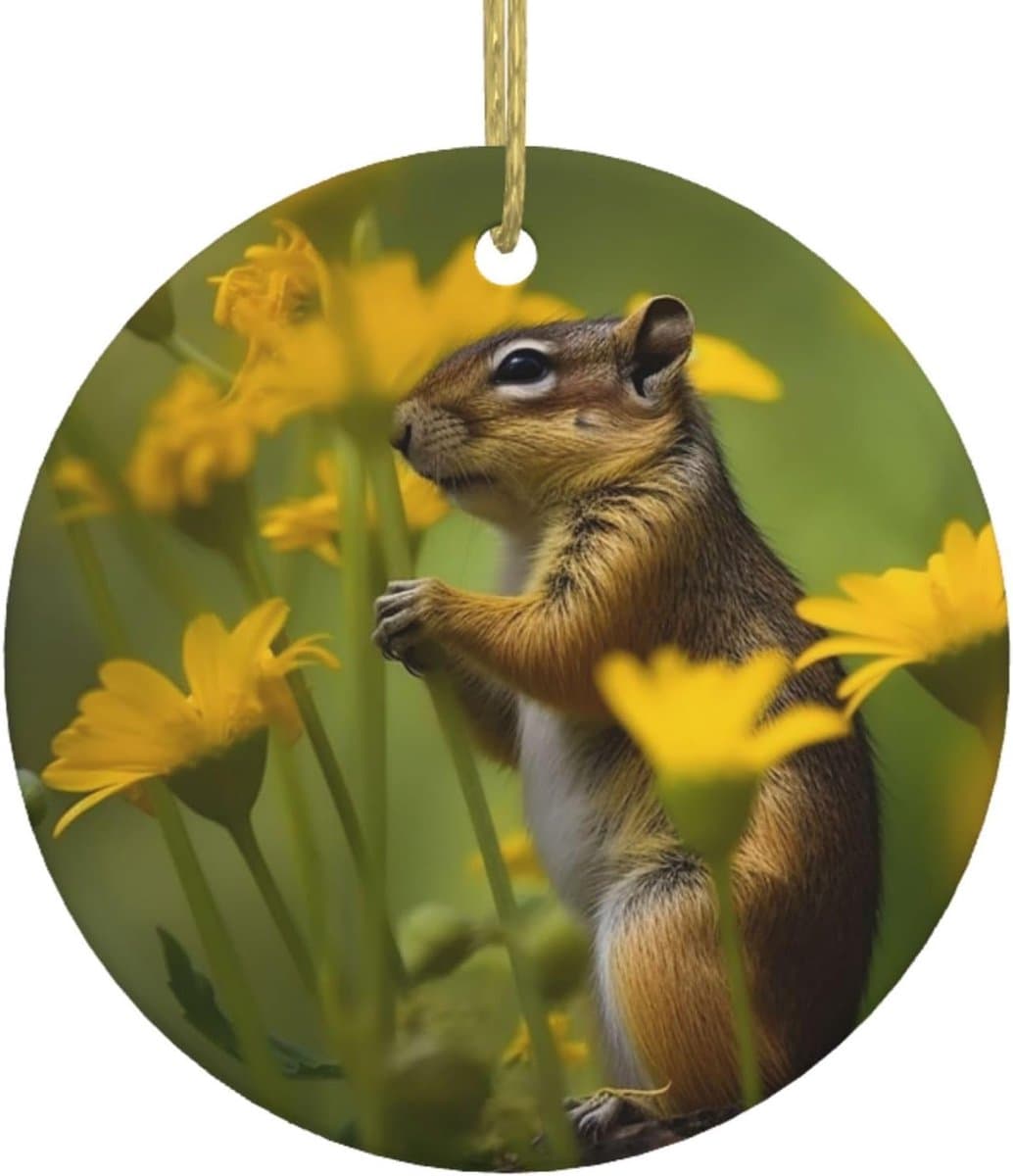 Kerstboom Ornament - Keramiek Hanger - Kerstversiering Ophangen - Levendige Dubbelzijdige Print - 7.4 cm Diameter - Wit