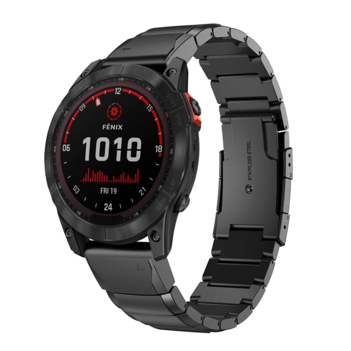 Voor Garmin Fenix 7 Solar 22 mm Tortoise Shell roestvrijstalen horlogeband (zwart)