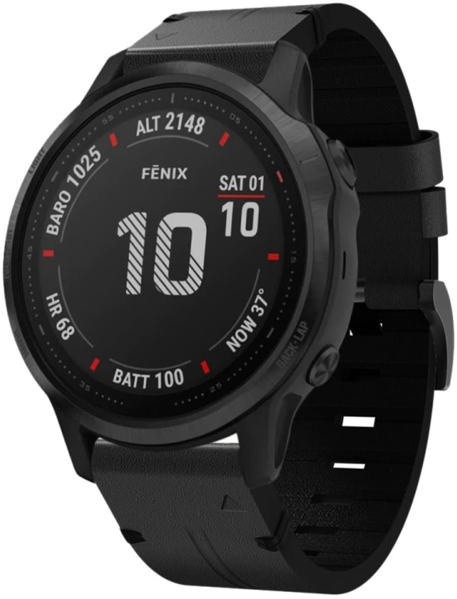 Voor Garmin Fenix 6S Pro 20mm lederen stalen gesp horlogeband (zwart)