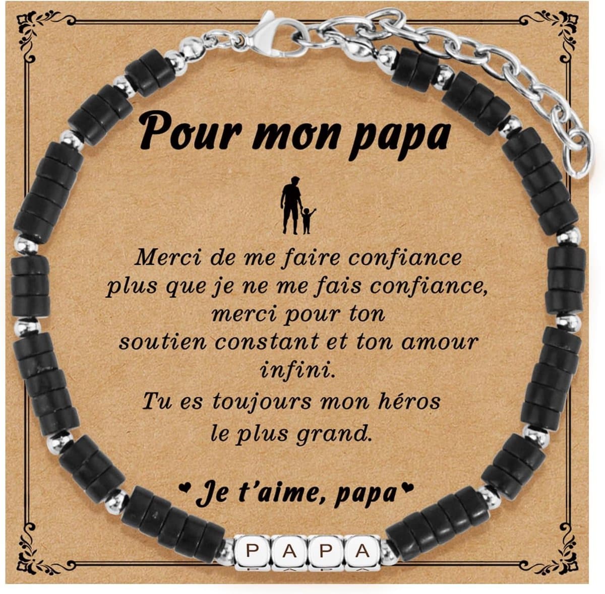 SUNSH Cadeau voor vader - moeder - dochter - zoon - gegraveerde armband voor papa - moeder - dochter - zoon - cadeau voor familie - Moederdag - Vaderdag - Kerstmis - afstudeerfeest - verjaardagscadeau