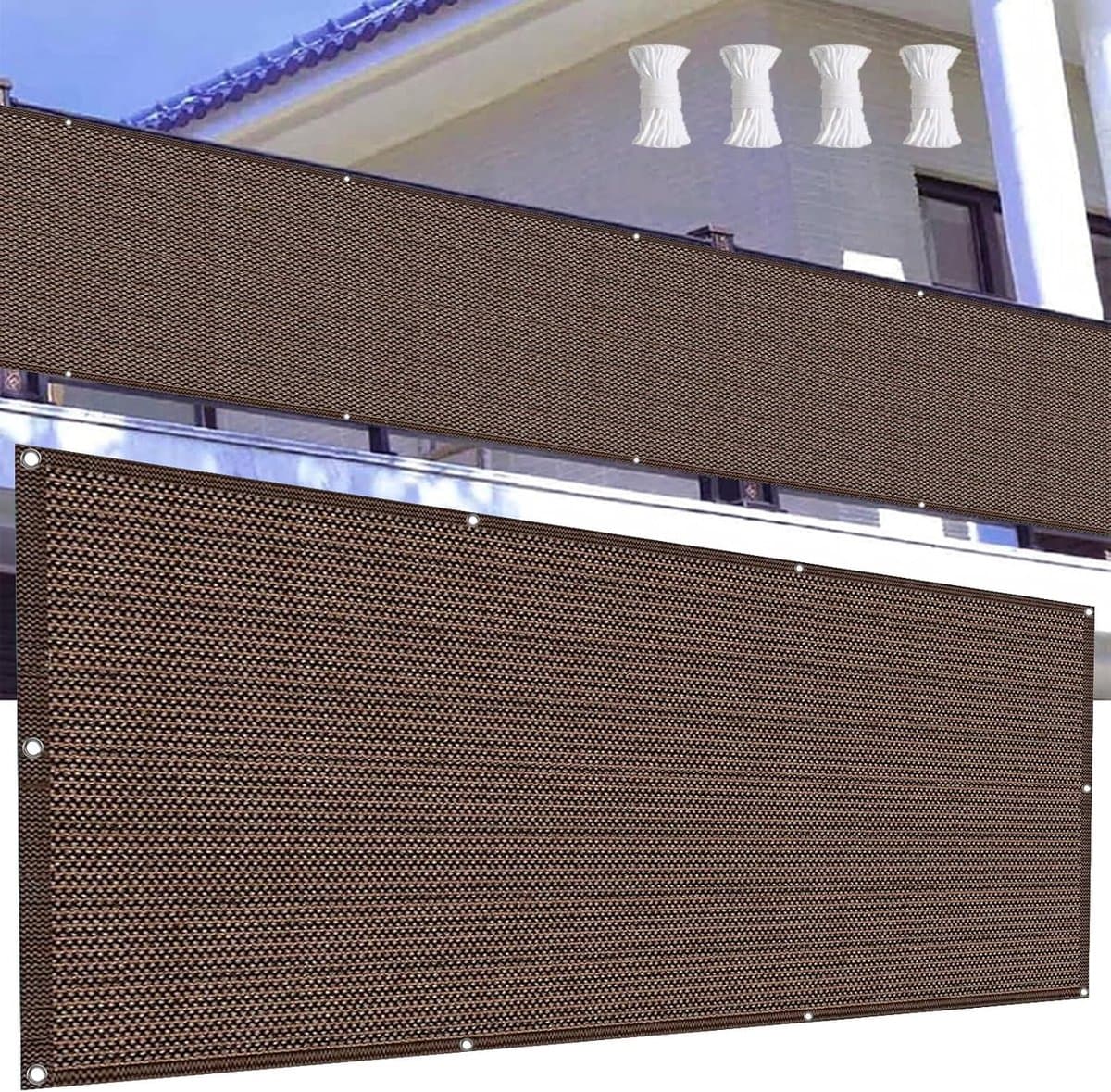 Balkon Scherm - Privacy Scherm - Buiten Leven - UV Bescherming - 65 x 825 cm - Bruin