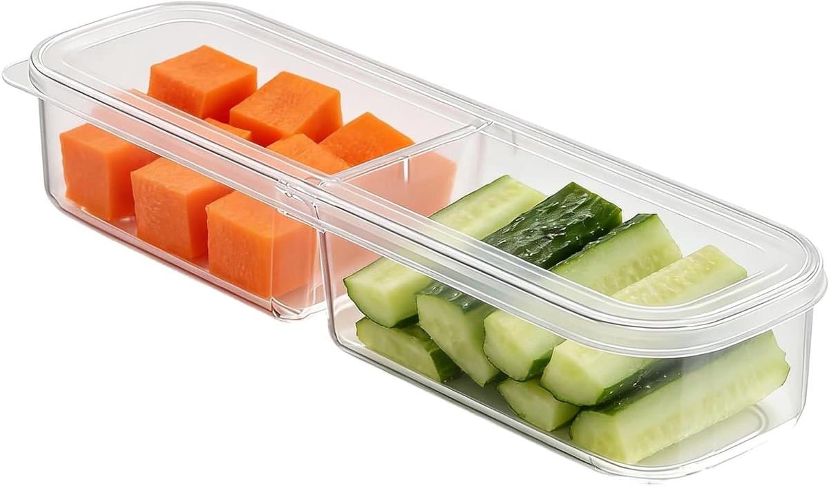Koelkast Organizer - Voedsel Bakje - Keuken Ordenen - Met Deksel - 28 x 9 x 6 cm - Transparant