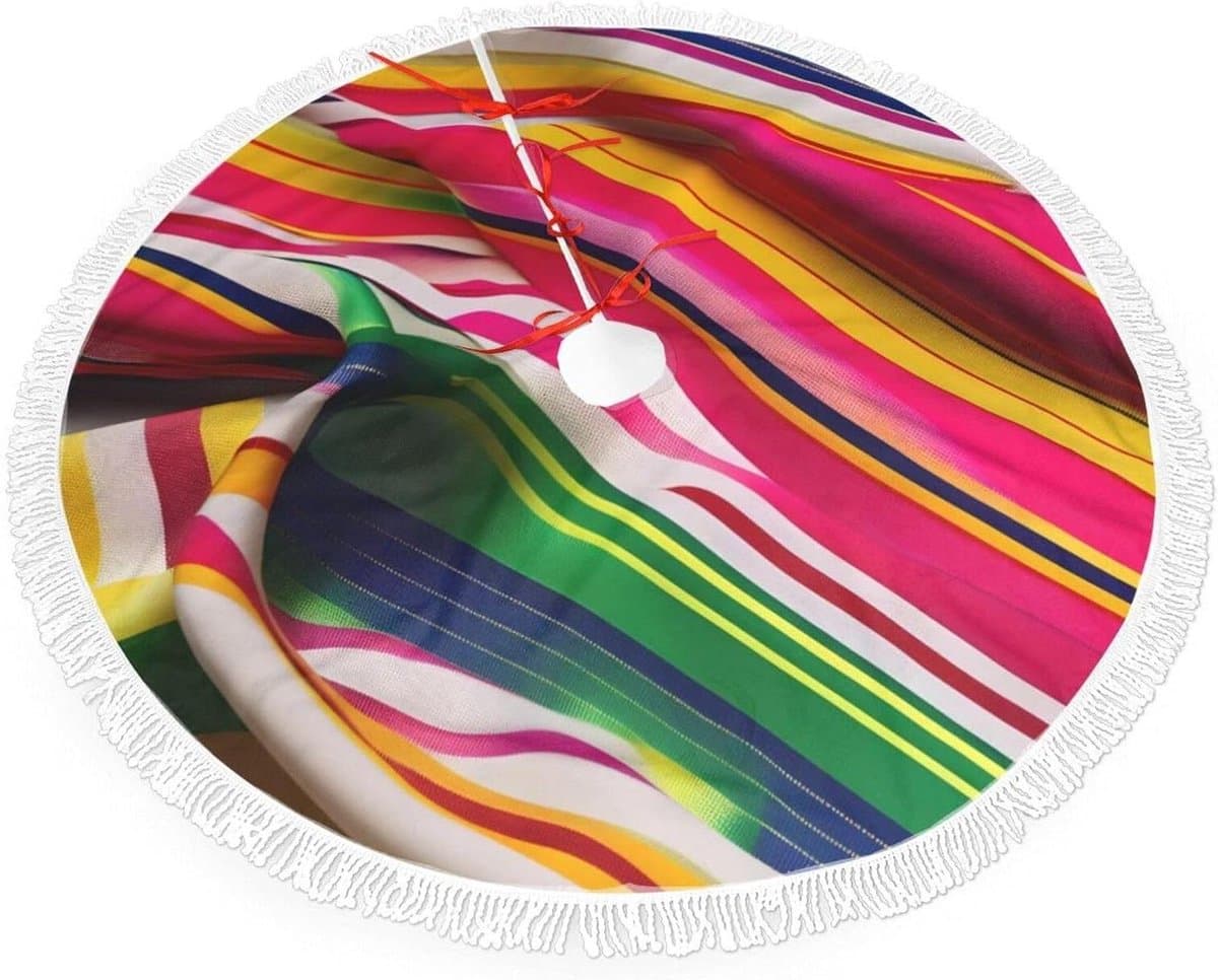 Kerstboomrok - Boommat Decoratie - Kerstversiering - Dubbellaags Ontwerp - 48 Inch - Regenboog streep