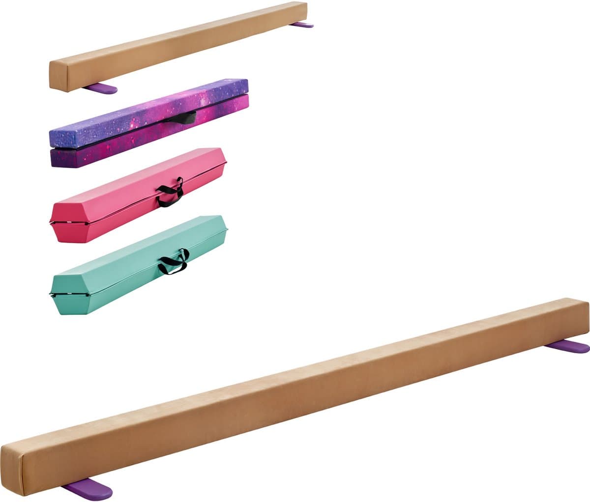 Opvouwbare Evenwichtsbalk voor Kinderen, 2,4 m, Draagkracht 158,7 kg, Gymnastiekbalk met Antislip Onderzijde, Inclusief Draagtas en Houten Kern voor Gymnastiektraining