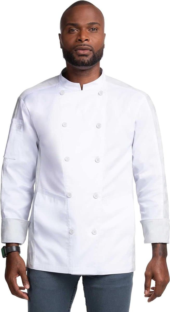 Chefjas Heren - Koksjas Lange Mouwen - Professioneel Koken - CoolVent Stretch Mesh - 3XL - Wit