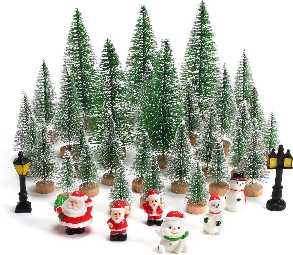 Mini Kerstboom Set - Kunstkerstboom Tafeldecoratie - Kerstversiering - Inclusief Figuren - 4.5-12.5 cm - Groen