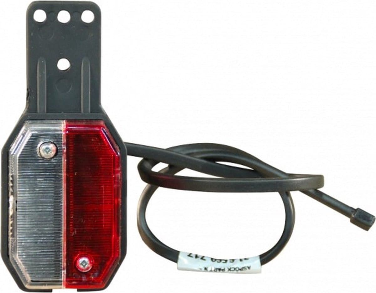 Aspock flexipoint breedtelicht rood-wit met montagesteun recht Links