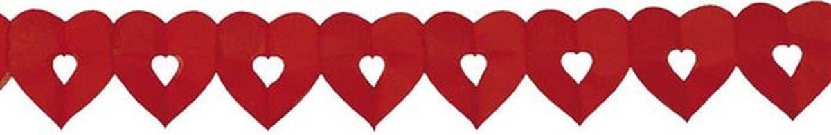 Rode hartjes thema feestslinger - Set van 2x stuks - 6 meter - Valentijnsdag of Love decoratie / versiering - papier