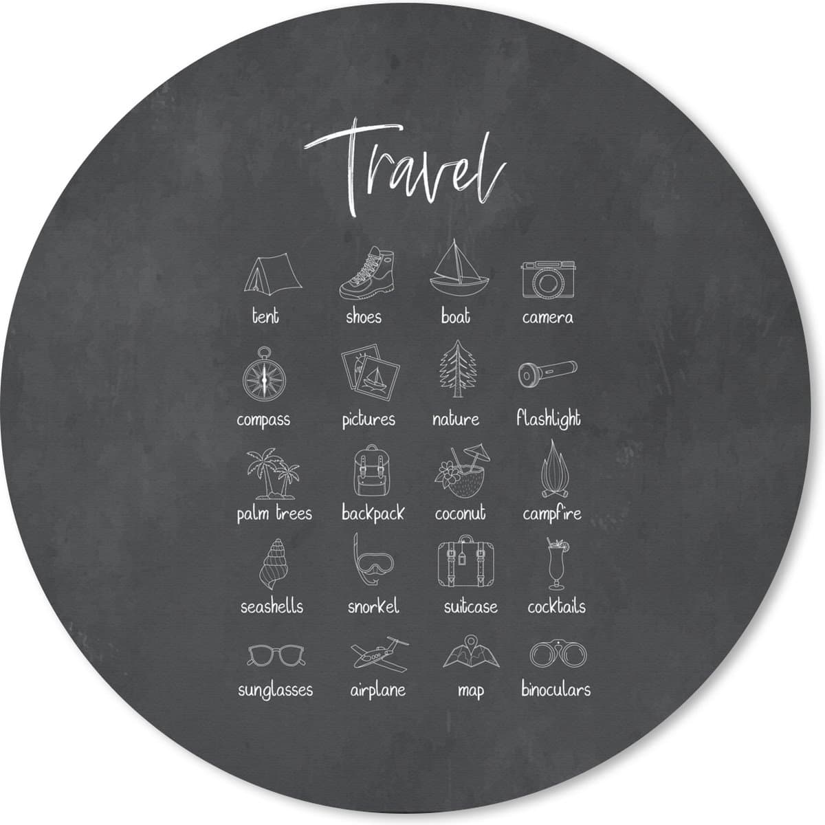 Muismat rond 20x20 cm - Mousepad Spreuken - Quotes - Travel - Boot - Camera - Ronde muismatten