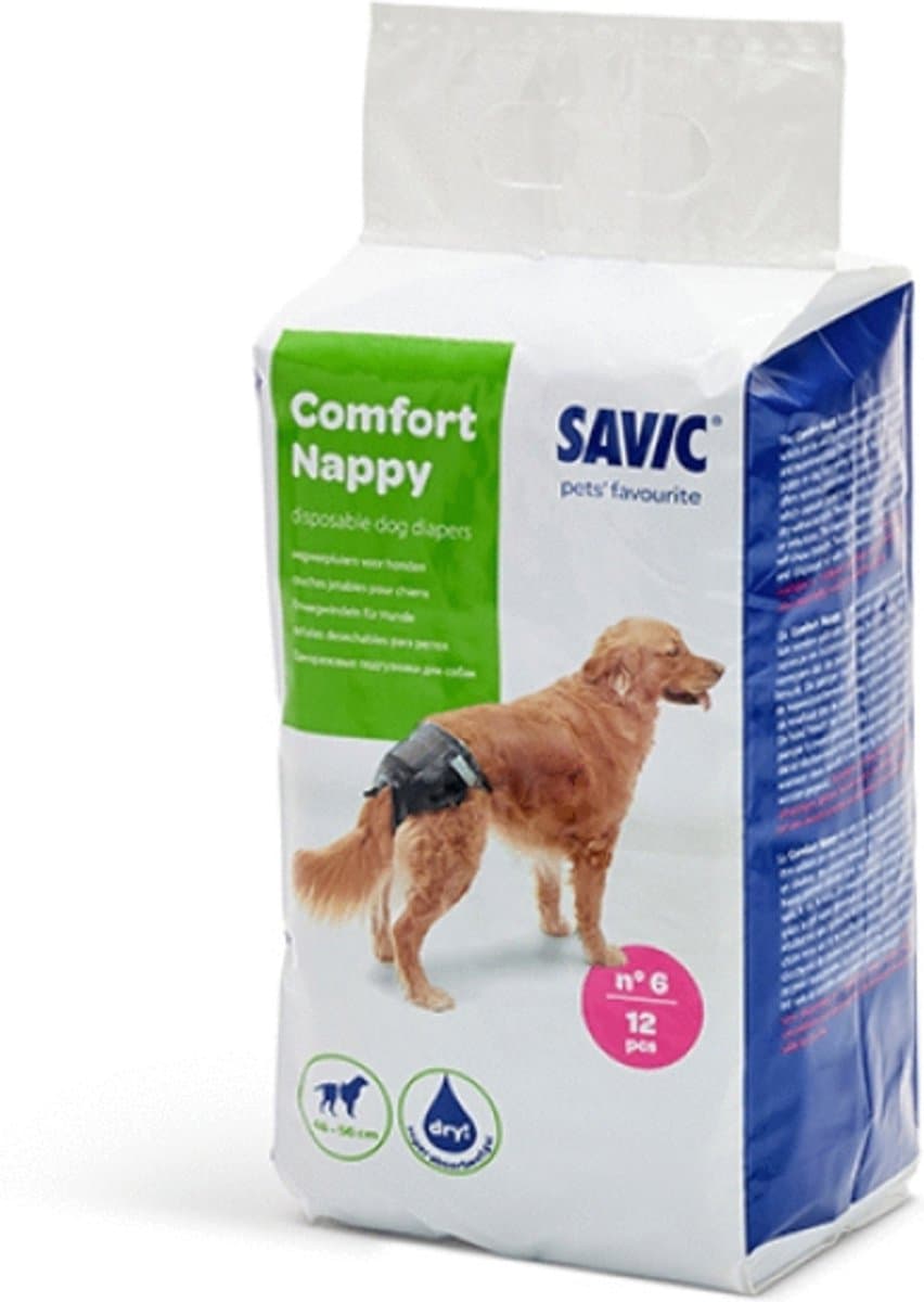 Savic Comfort Nappy Hondenluier Zwart - Hondenzindelijkstraining - Size 6 Taille 46 - 56 Cm
