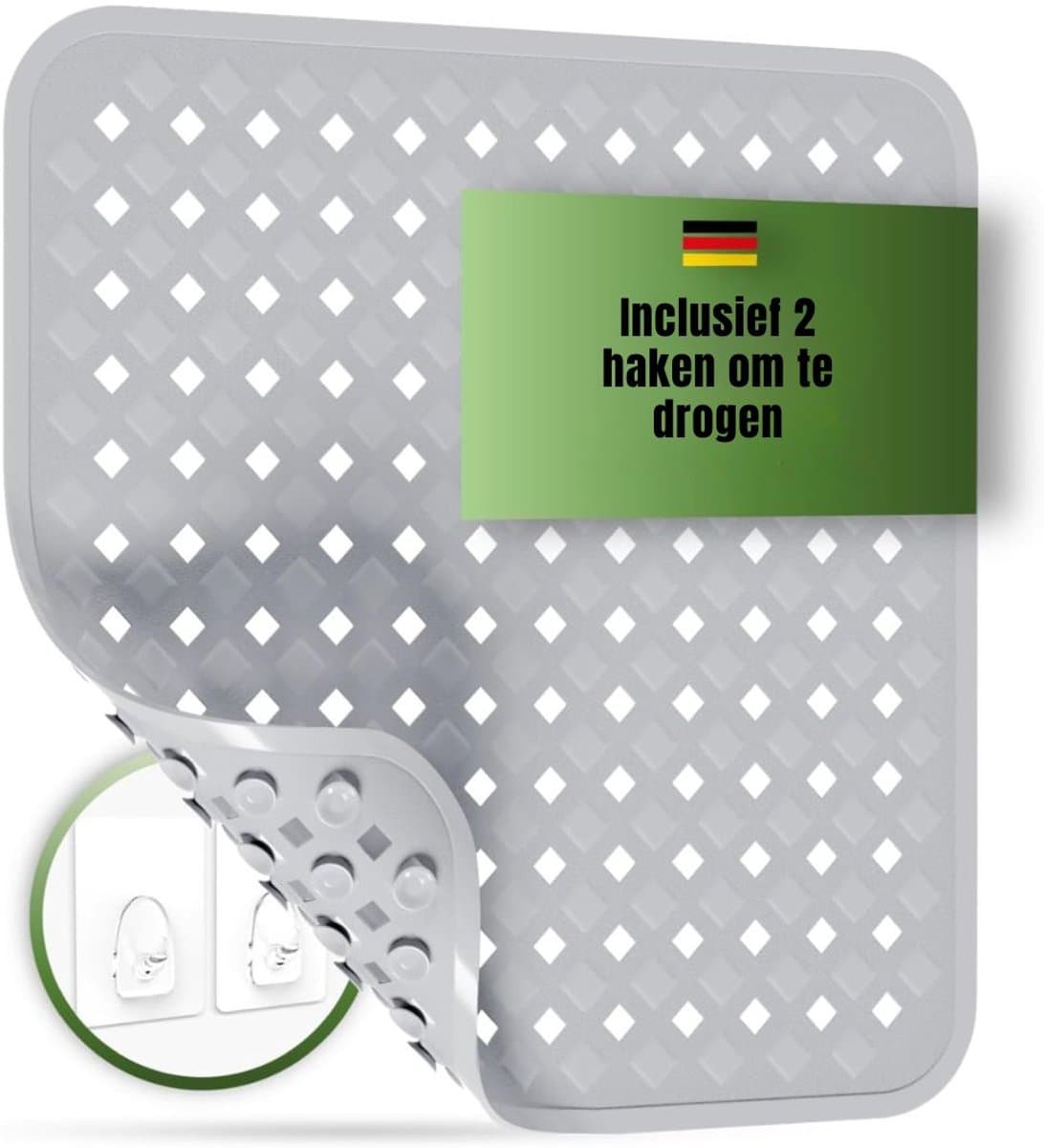 RVV® Badmat antislip voor in bad - Douchemat antislip voor douche - Badmat antislip - Grijs - 53cm x 53cm x 1cm