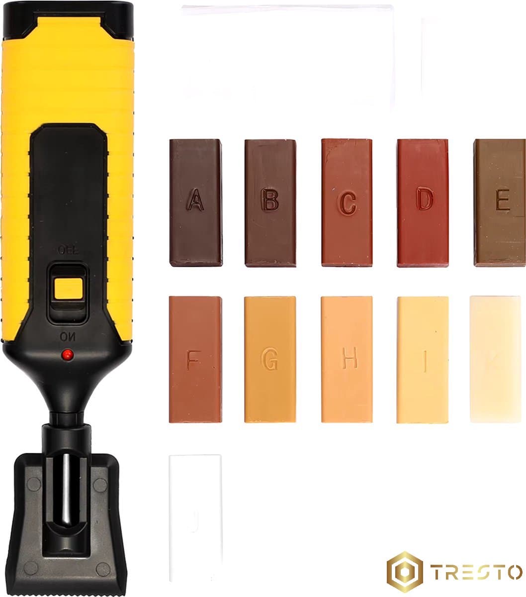 TRESTO - Laminaat Reparatieset - 11 kleuren hard wax staven - 17 onderdelen - Vloer reparatie - Meubel reparatie - Tegel reparatie