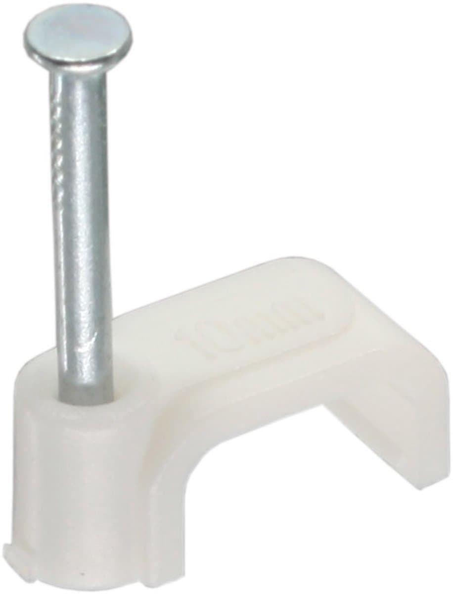Kabelklemmen met spijker voor platte kabels tot 10 x 6 mm - 100 stuks / wit