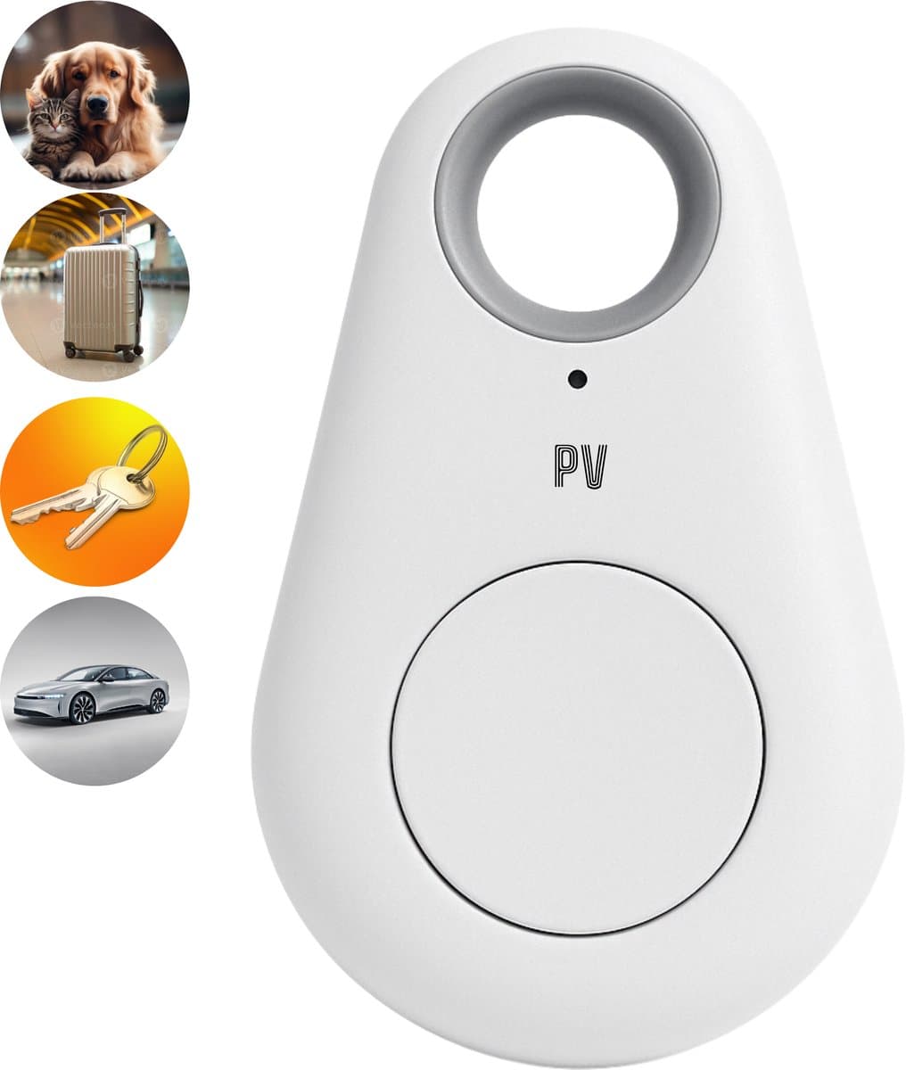 PureVolt Mini GPS Tracker - Draagbare Bluetooth Tracker voor Huisdieren, Sleutels & Bagage - Real-Time Locatiebepaling - Waterdicht & Compact - Geschikt voor iOS & Android - Wit
