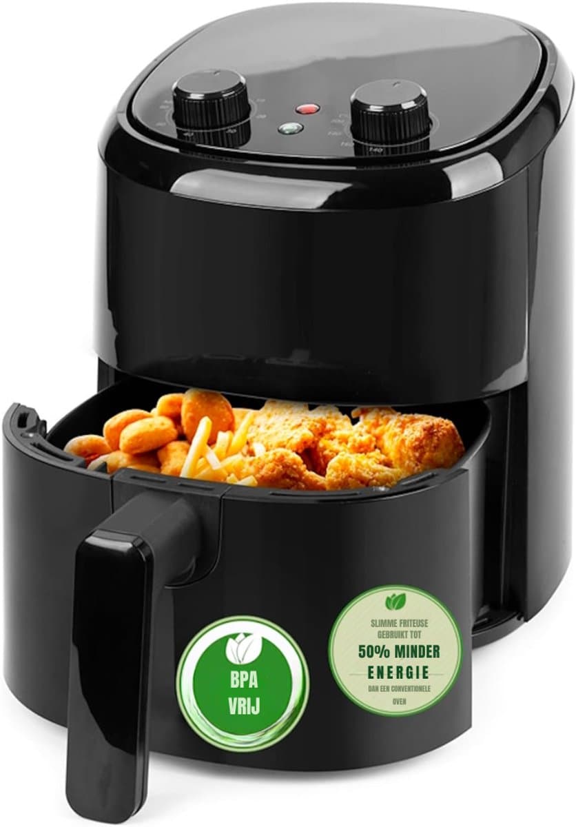 RVV® Mini airfryer - Airfryer - Airfryer klein - Zwart - 28cm x 22cm x 29cm