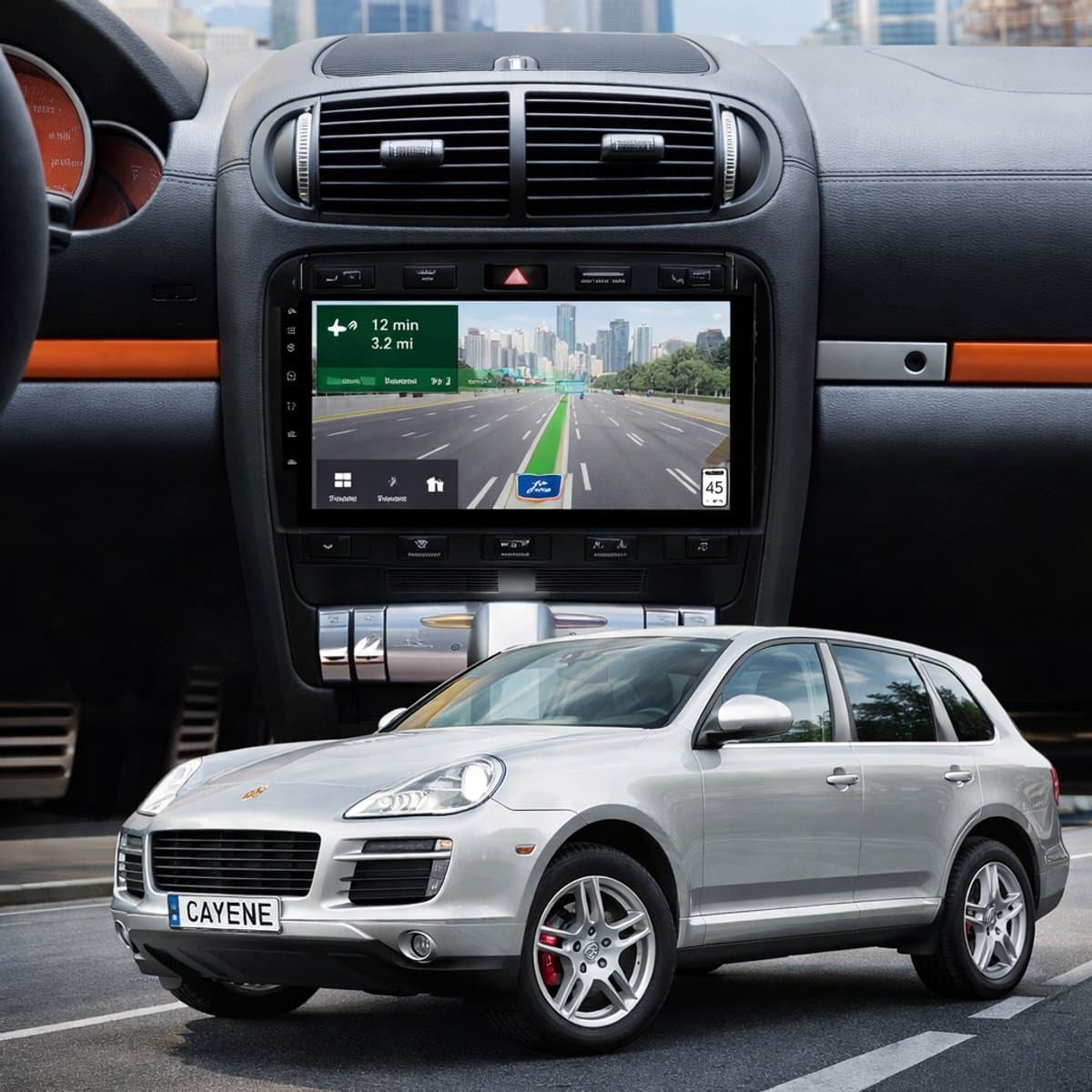 ADIVOX T2 9 inch geschikt voor Porsche Cayenne 2003-2010 Android 15 CarPlay/Auto/Wifi/RDS/DSP/NAV/5G