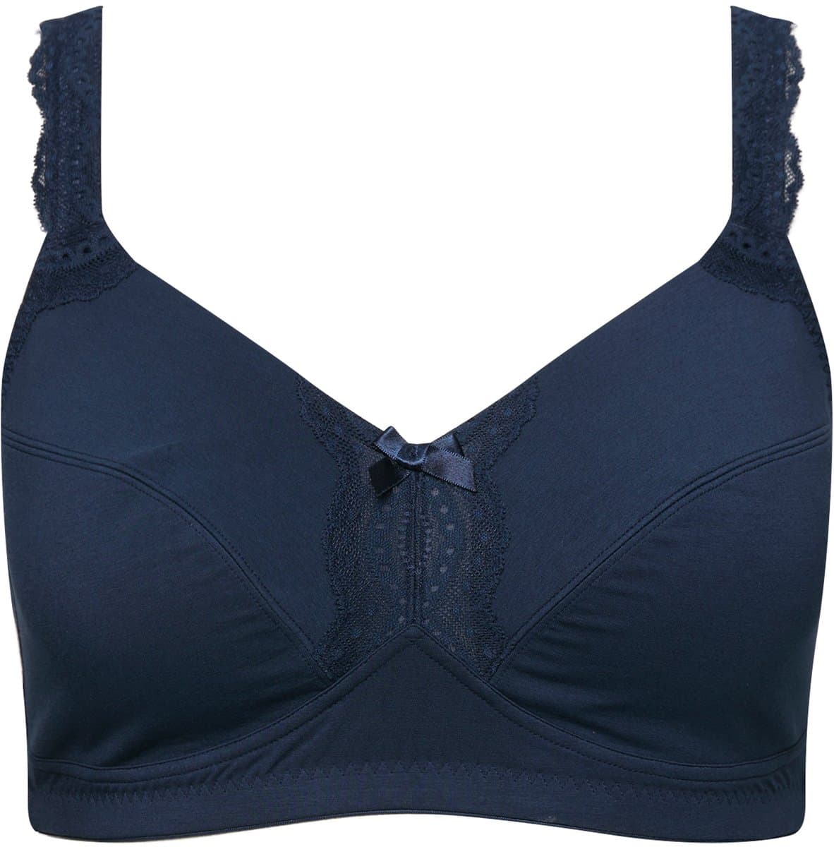 Ulla Popken - Dames - Softbeha kanten detail zonder beugels - Nachtblauw - Maat 95C