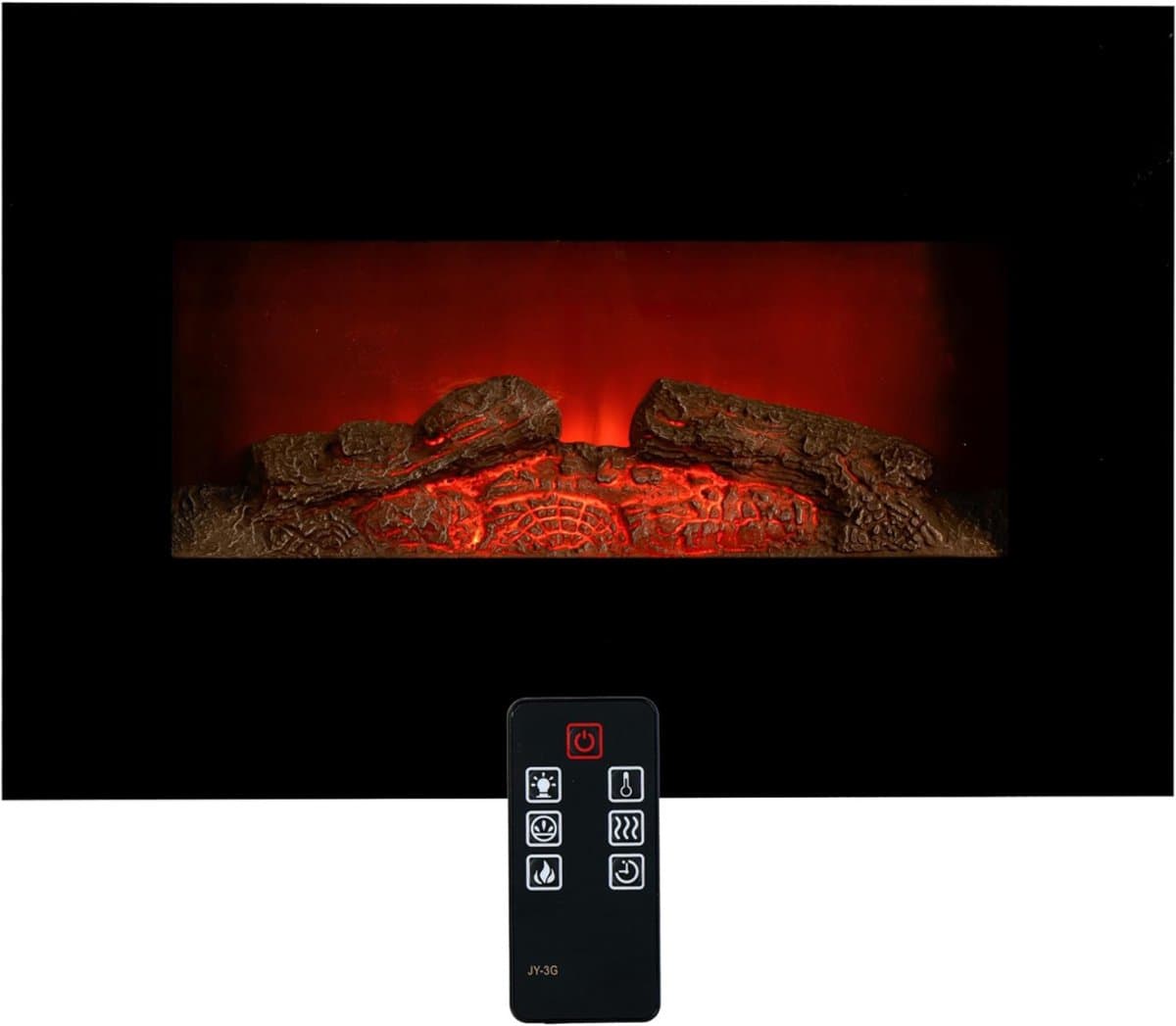 RVV® Sfeerhaard elektrisch - Sfeerhaarden -Sfeerhaard met Schouw-- Gehard Glas - Zwart -18 cm x 33 cm x 53 cm