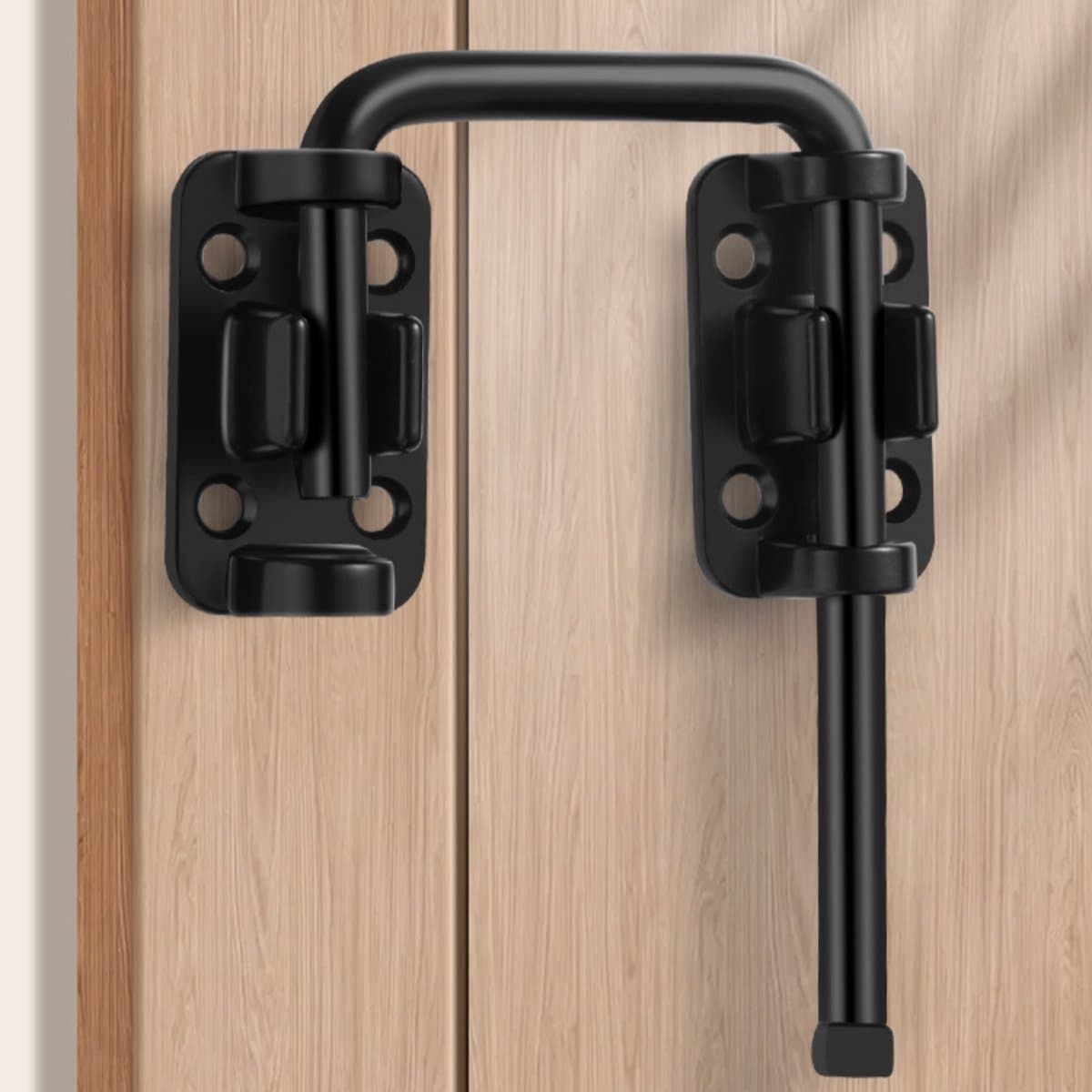 Deurschuif 60mm - Rechthoekige 180 Graden Overslaggrendel - RVS Deurgrendel - met Schroeven - Voor Kasten, Ramen, Kleine Deuren - Geen boren nodig - zwart