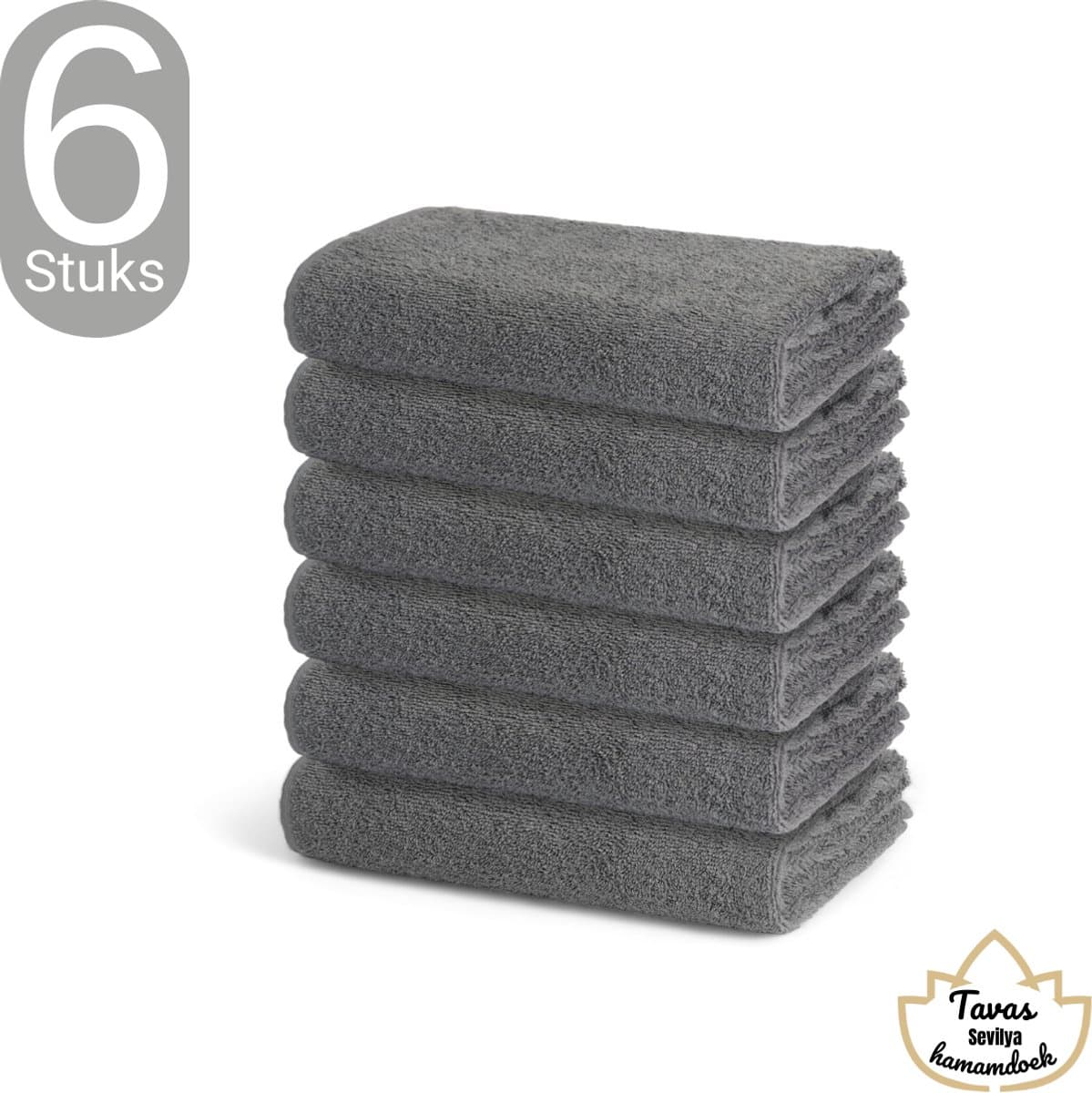 Sevilya Handdoek Set - Grijs - 70 × 140 cm - Set van 6 - 100% Katoen - Badhanddoeken - Sauna handdoeken - Hotelkwaliteit