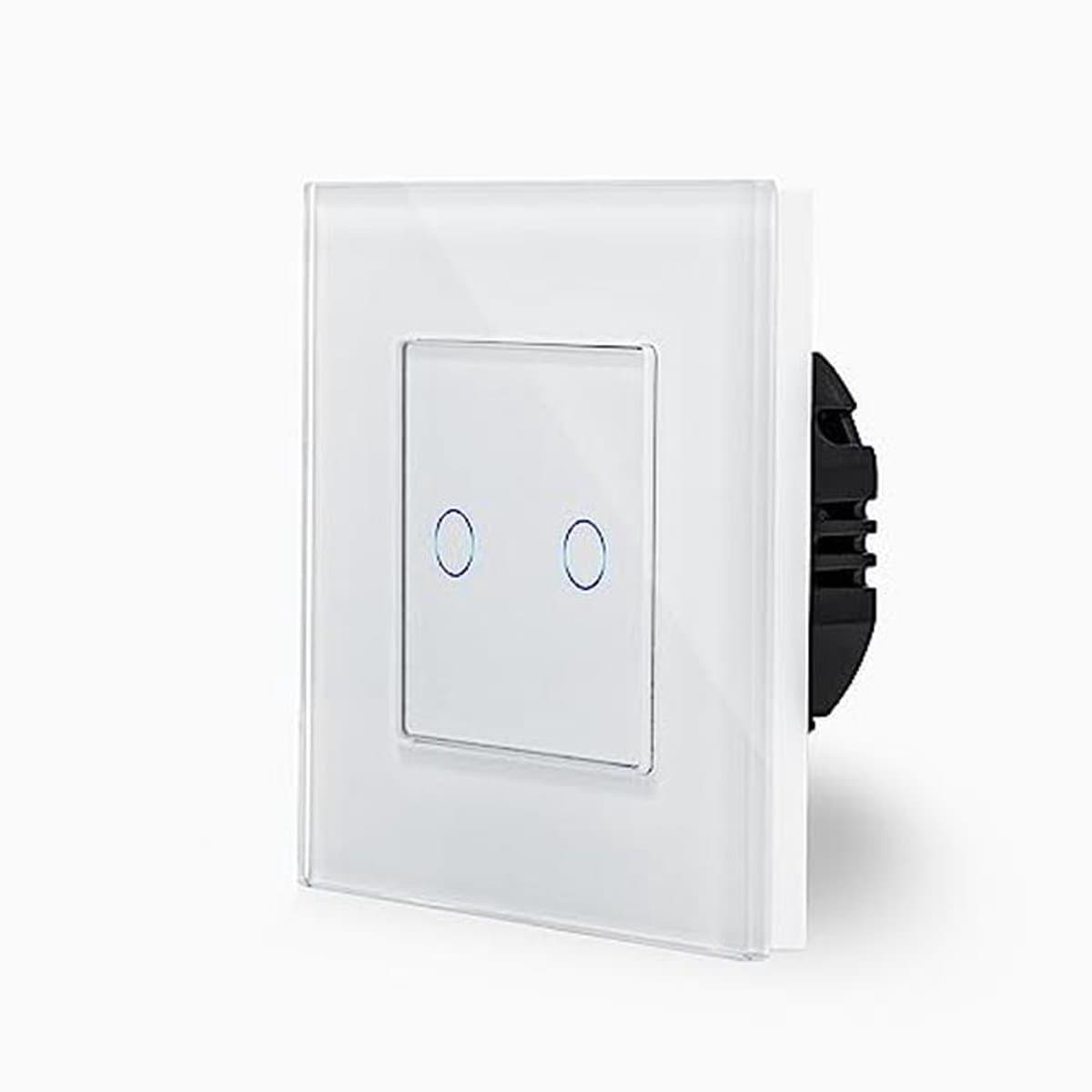 Dubbele touch dimmer lichtschakelaar in glazen frame voor twee lampen