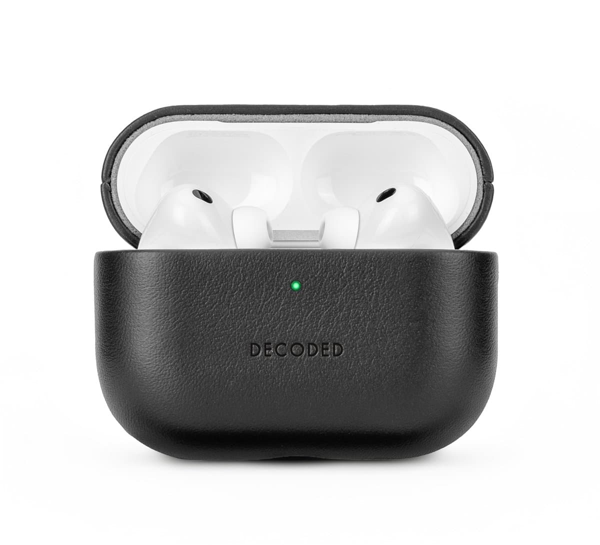DECODED Leren Hoesje voor AirPods Pro 3 - Airpods Pro 3 Case - Premium ECCO-leer - Geschikt voor Magsafe - Draadloos Oplaadbaar - Indicatie Lampje - Krasbestendig - Zwart