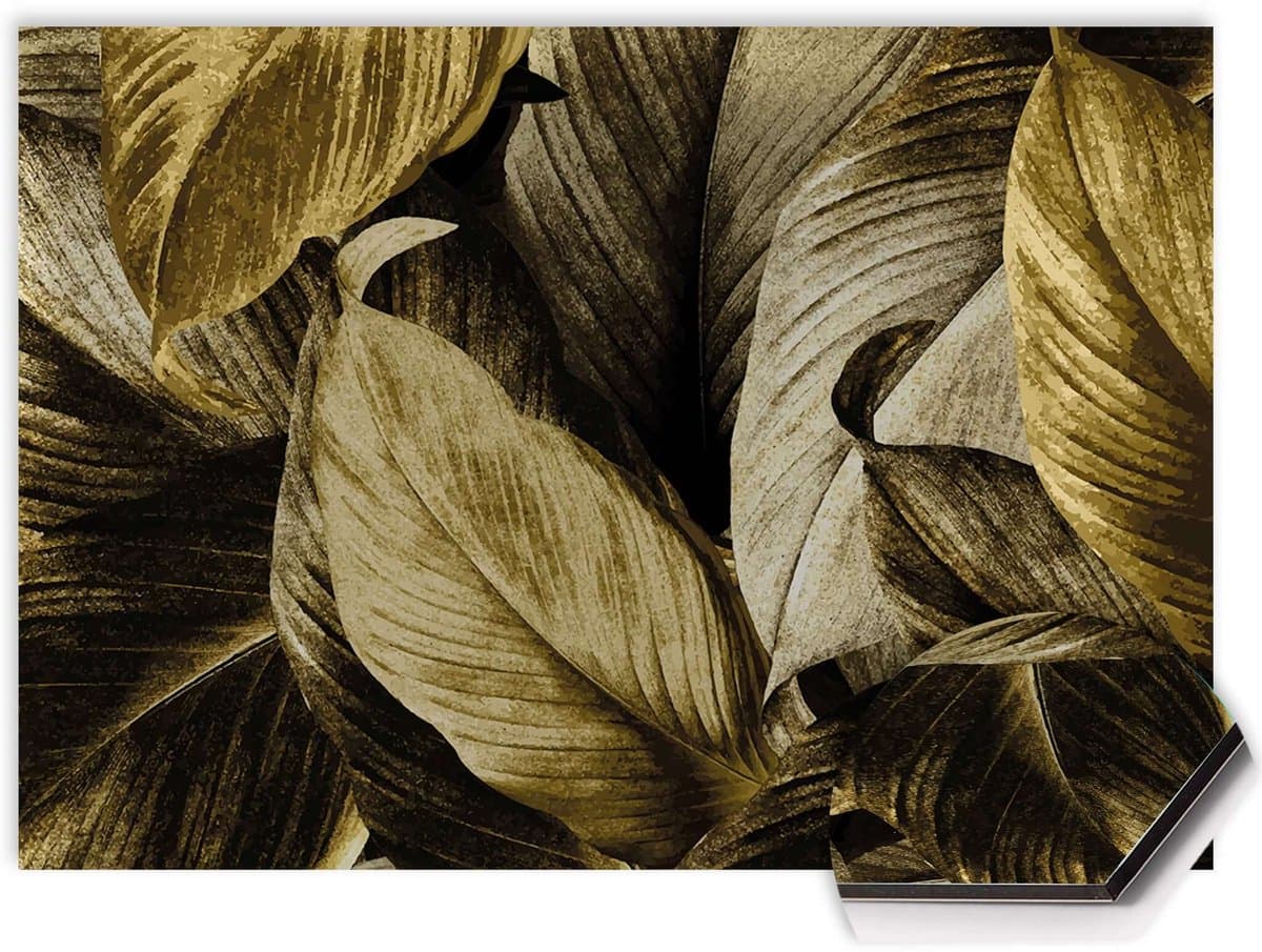 KitchenArt - Golden Leaves Spatscherm - 90x60 cm - Spatscherm Achterwand Keuken - Spatwand Keuken