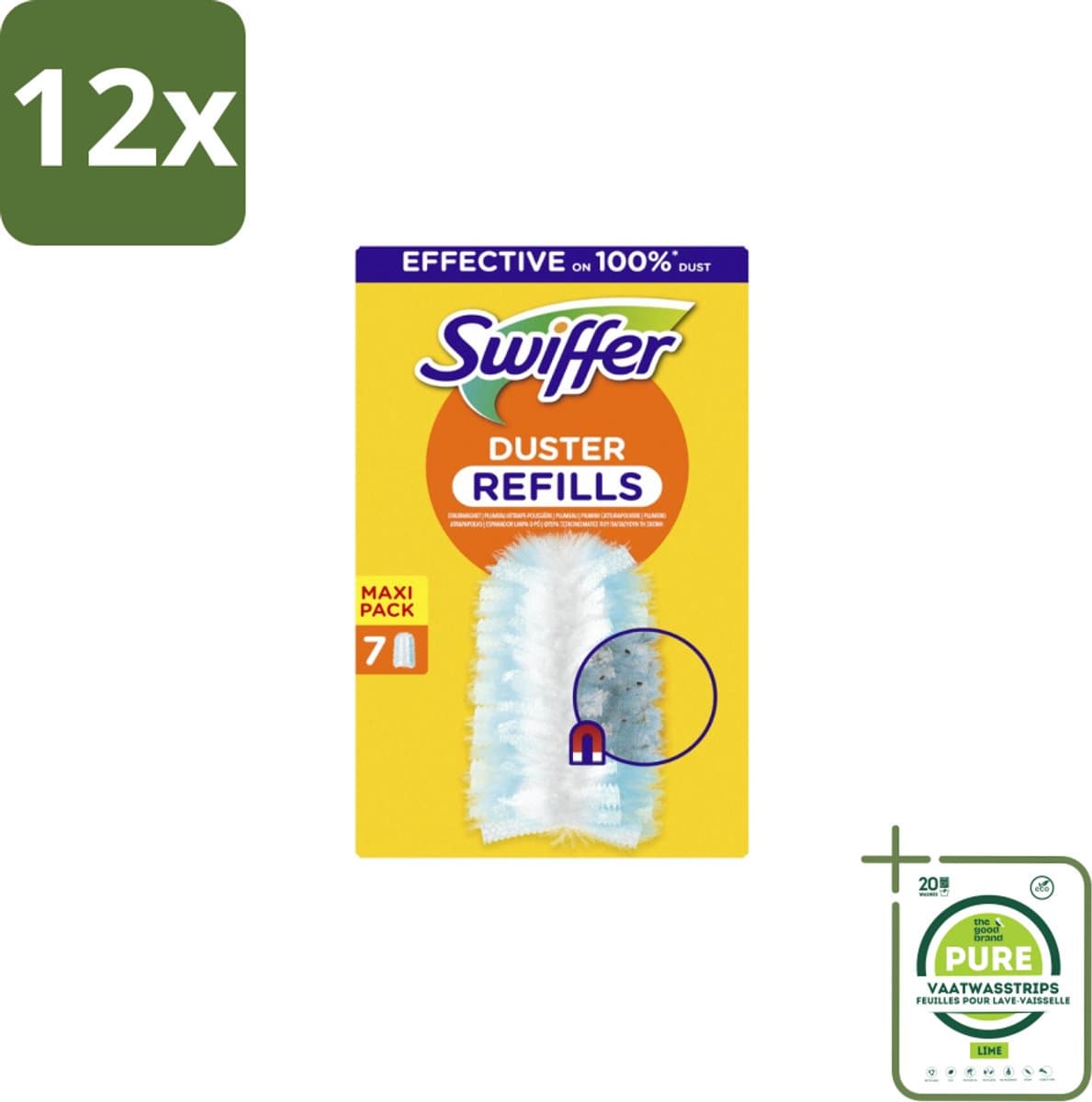 Swiffer - Duster – Voor Stofwisser – 7 navullingen - Voordeelverpakking - 12 stuks - Stofduster navullingen - Stofbeurt