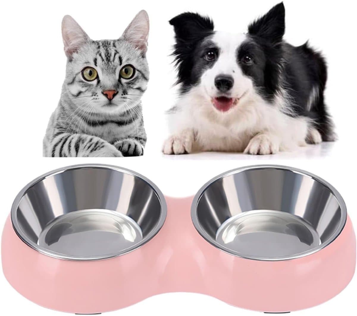 MIRA® Voerbak Hond met Standaard - Voerbak Hond - Hondenvoerbak - Hoogte Verstelbaar - Roze - 32cm x 17cm x 5cm