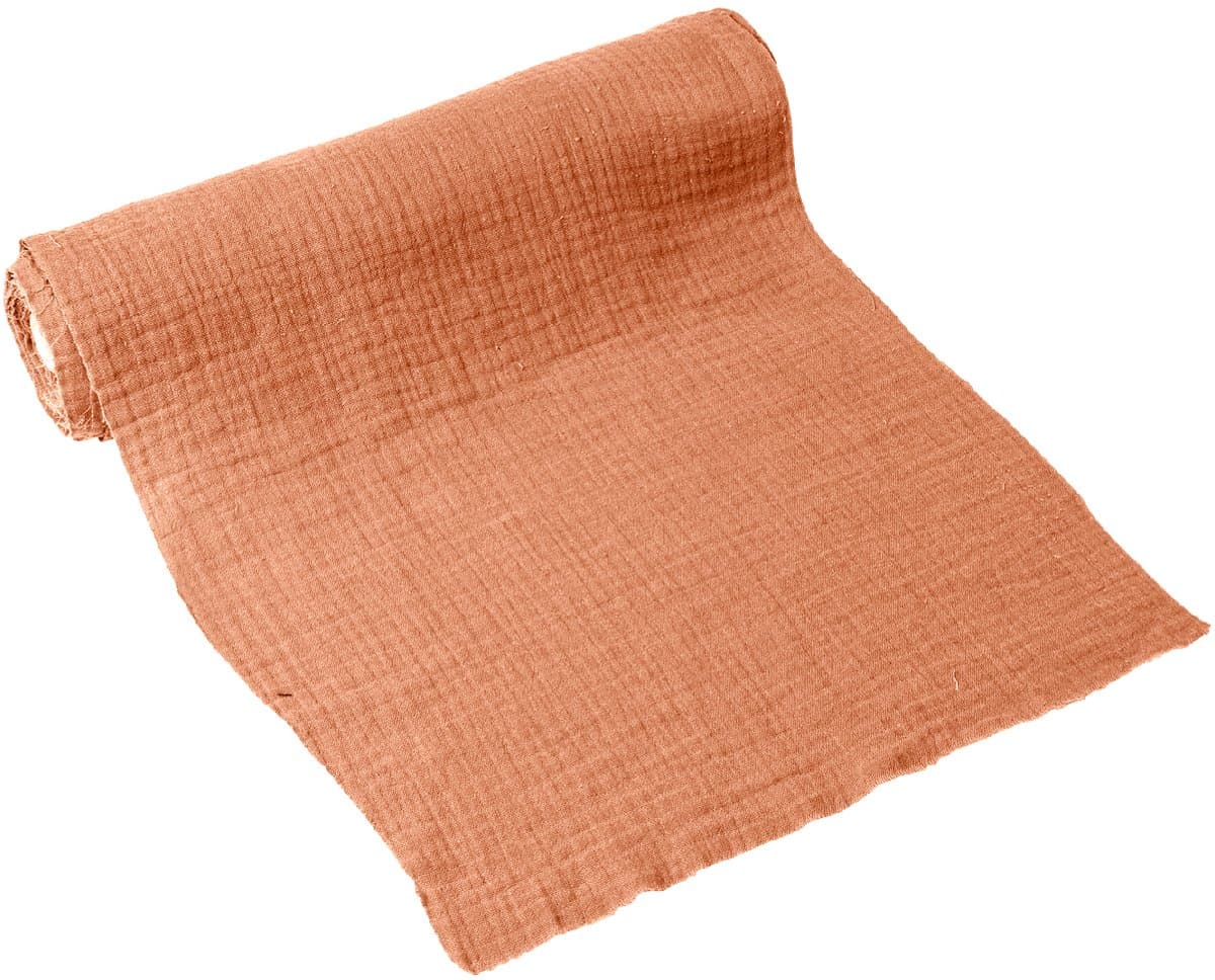 ARTYFETES - Tafelloper van Katoengaas Terracotta Oudroze 30 cm x 3 m Boheems