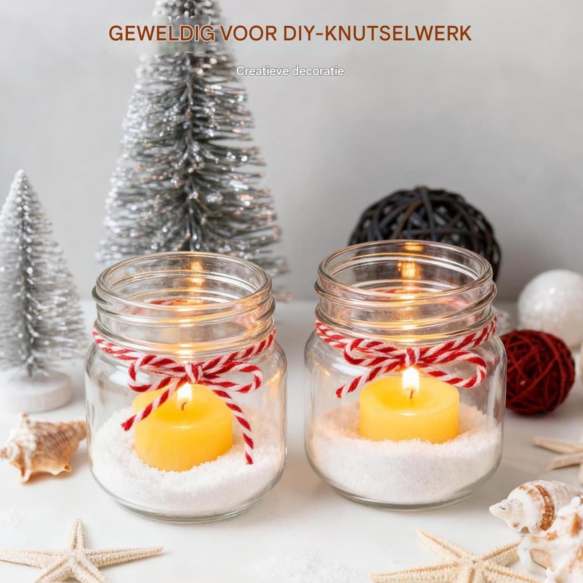 Glazen Potjes Met Deksel - Voorraadpotten - Wijd Mondstuk/Hittebestendig - 2 Stuks - Voor Confituren En DIY Decoratie Wit