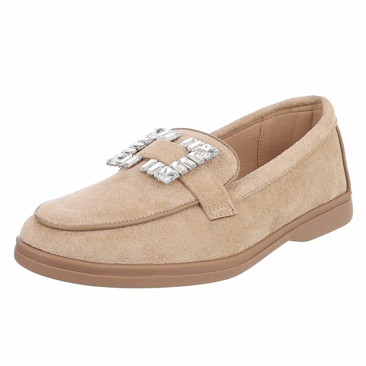 Loafers- moccasins- dames- Beige Suedine maat 40
