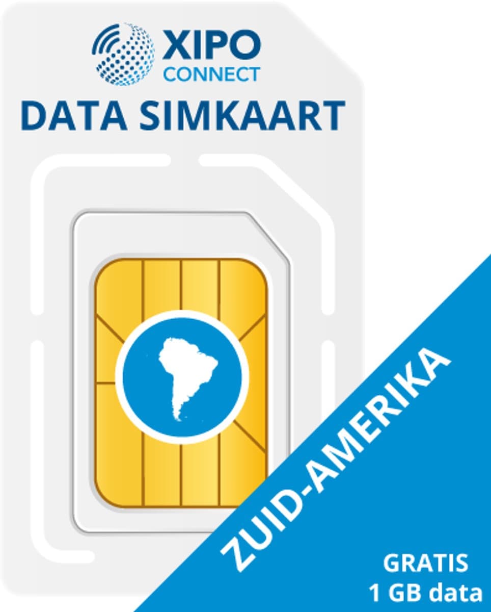 XIPO CONNECT - Data Simkaart Zuid-Amerika + 1GB Data