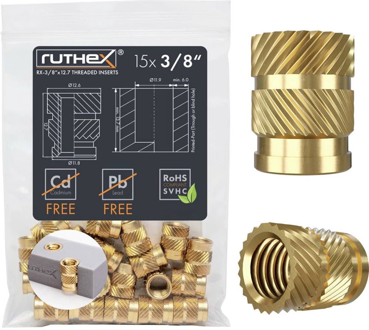 ruthex Schroefdraadinzet RX-3/8“-16-x12.7 GE-3/8x127-001