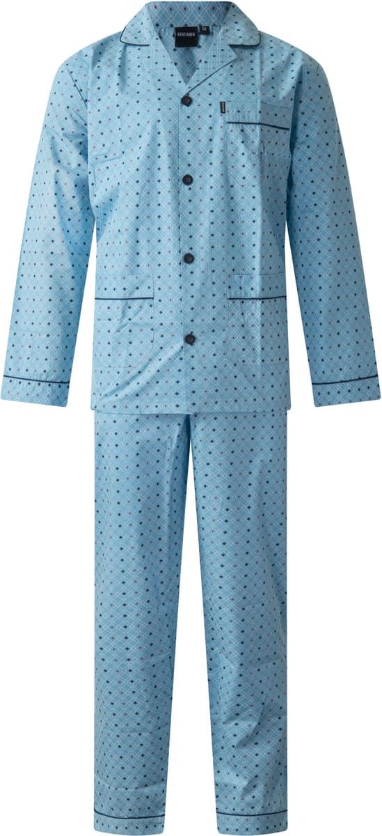 Gentlemen - klassieke heren pyjama 9463 met doorknoop - 100% poplin katoen - lichtblauw - maat 58
